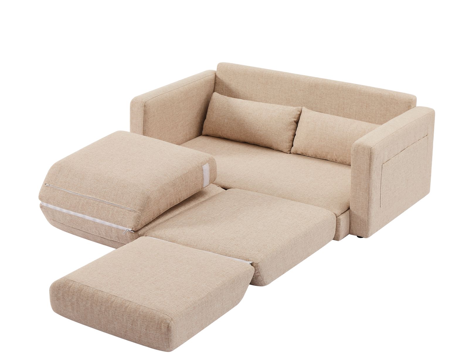 2 seater sofa ソファ 2人掛け 収納付き ファブリック 両側に肘掛け付き 木脚外し ローソファ コンパクト ひとり暮らし カウチソファー GC