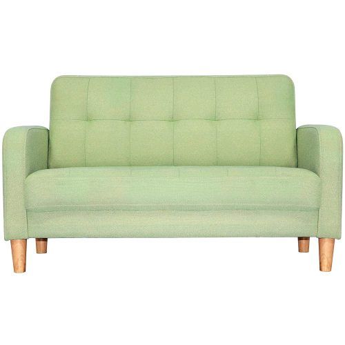 ソファー 2人掛け 肘付き 天然木脚 幅約110cm 簡単組み立て 2WAY ファブリック おしゃれ 新生活 北欧スタイル ソファベッド グリーン GC