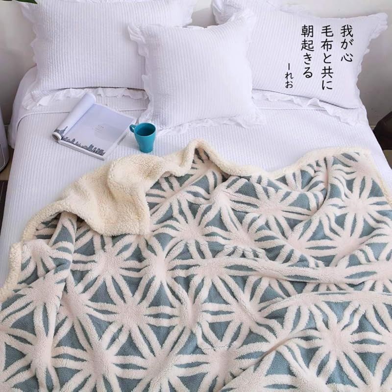 sledar スレダー 毛布 掛け毛布 ひざ掛け 羽織れる 大判 発熱二枚合わせ パイル シープ調 ふわふわ 丸洗いOK 抗菌防臭 防ダニ加工 北欧風 プレゼント 秋冬 130ｘ160cm ライトブルー HRDEVELOPMENT_JP