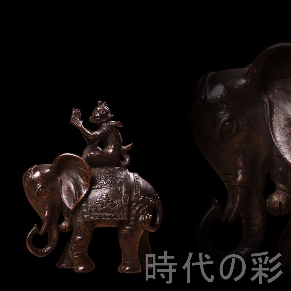 銅製封侯拜相置物】純銅製 吉祥文様 鎮宅聚財 風水置物 唐物 骨董品