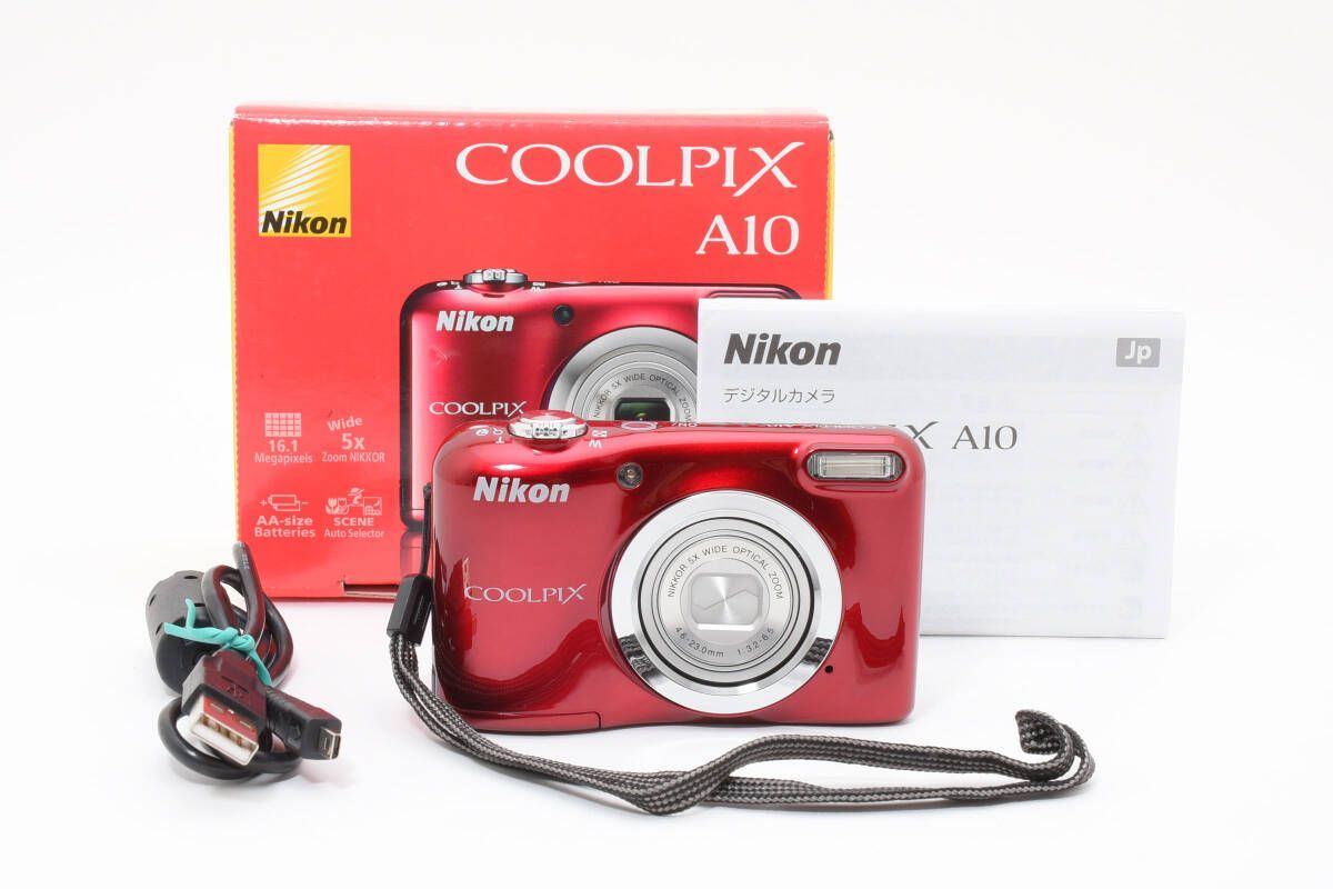 級 ニコン Nikon COOLPIX A10 レッド 元 き W1053#3527