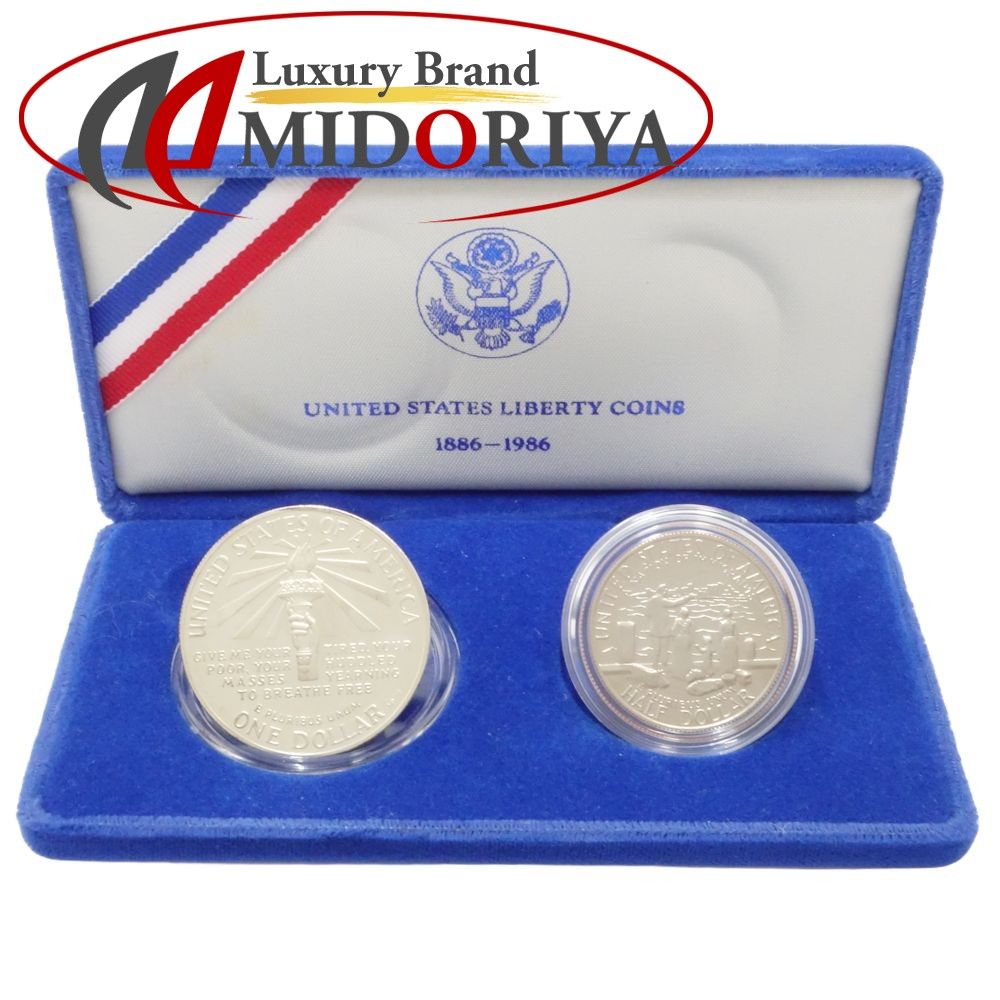 自由の女神像 1986年 記念コインセット シルバー 1ドル ハーフドル コイン 銀 シルバー/180115【】