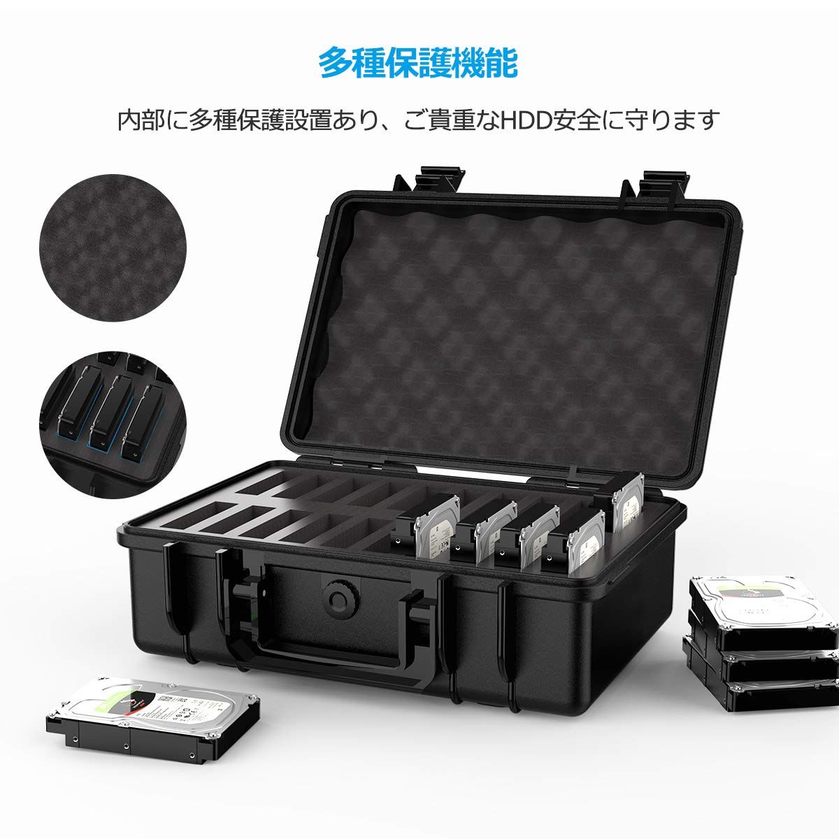 ORICO 3.5インチ HDD保管ケース 20台収納 ポータブル ハードディスク 収容ケース 耐振動 耐衝撃 防水 防塵 良い安全性 PP合金材質 PSC-L20