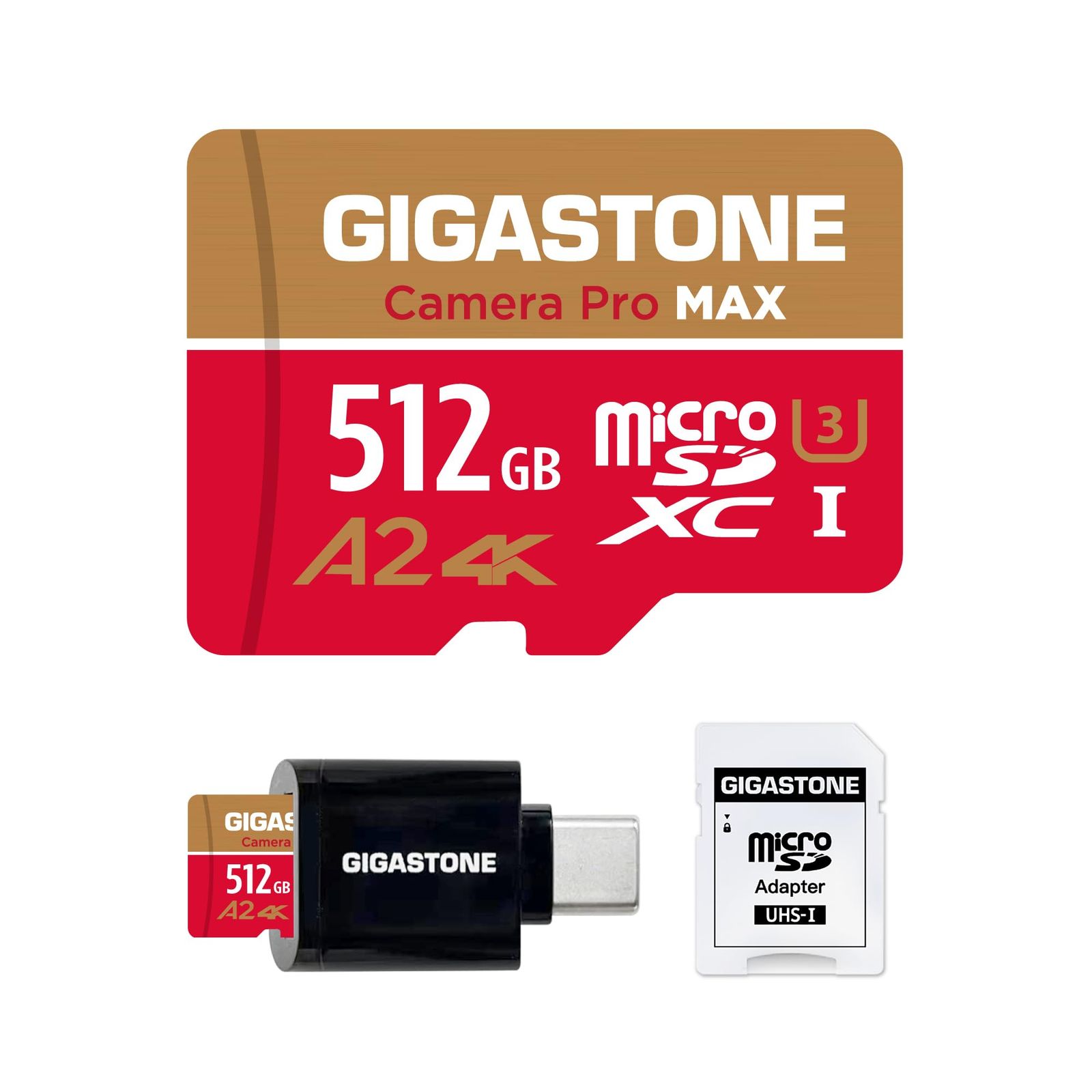 5年 GIGASTONE マイクロSDカード 512GB Camera Pro MAX Type Cカードリーダー付 4K Ultra HD ビデオ録画 Gopro アクションカメラ スポーツカメラ 高速4Kゲーム動作 済 160MB|s UHS-I