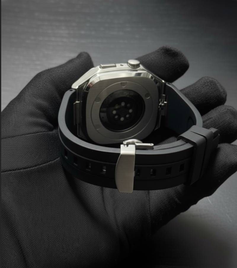 ブラックシルバー 組み立て 別注ラバー アップルウォッチケース カスタム カバー 保護 44mm 45mm 46mm アップルウォッチカスタム series1 2 3 4 5 6 7 8 9 10 11 SE1 2 3 バンド ベルト