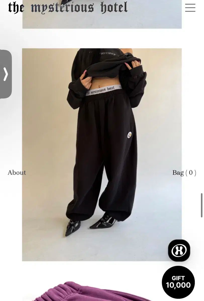 ミステリアスホテル ポケット スウェットパンツ ブラック DECORATOM_COM_BR