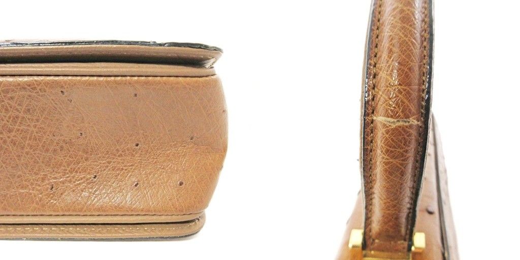 JRA オーストリッチレザー ハンドバッグ フォーマル ゴールド金具 ベージュ 1024 IBO81 DECORATOM_COM_BR