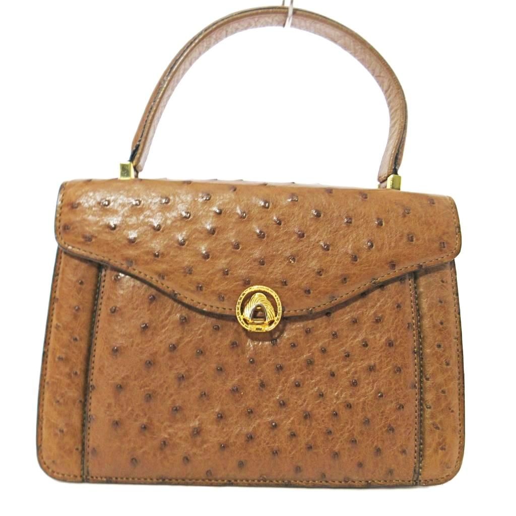 JRA オーストリッチレザー ハンドバッグ フォーマル ゴールド金具 ベージュ 1024 IBO81