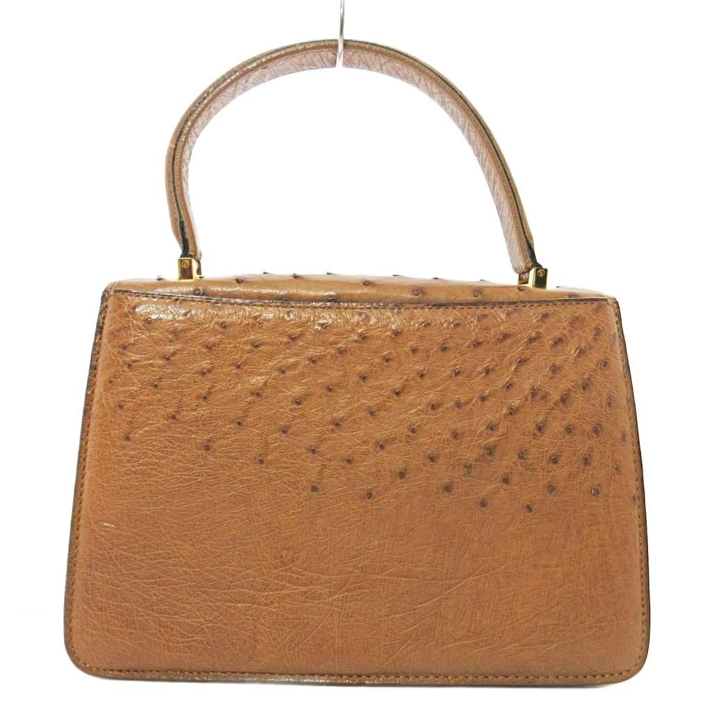 JRA オーストリッチレザー ハンドバッグ フォーマル ゴールド金具 ベージュ 1024 IBO81