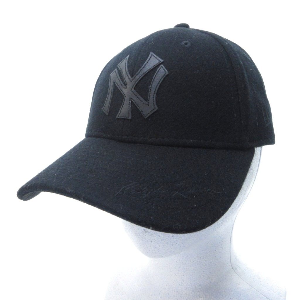 ポロ ラルフローレン POLO RALPH LAUREN × ニューエラ NEWERA 49FORTY 22AW コレクション ニューヨークヤンキース NY キャップ 帽子 ウール 黒 ブラック SMALL 57cm