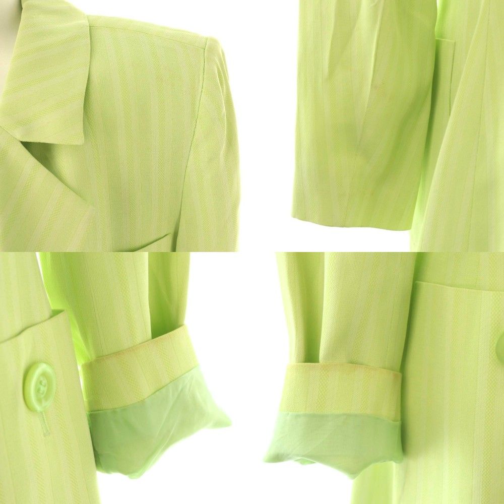 お楽しみに。 イヴサンローラン YVES SAINT LAURENT ヴィンテージ スーツ セットアップ ストライプ ジャケット スカート 34 ミントグリーン ES GY53 鑑賞に適した