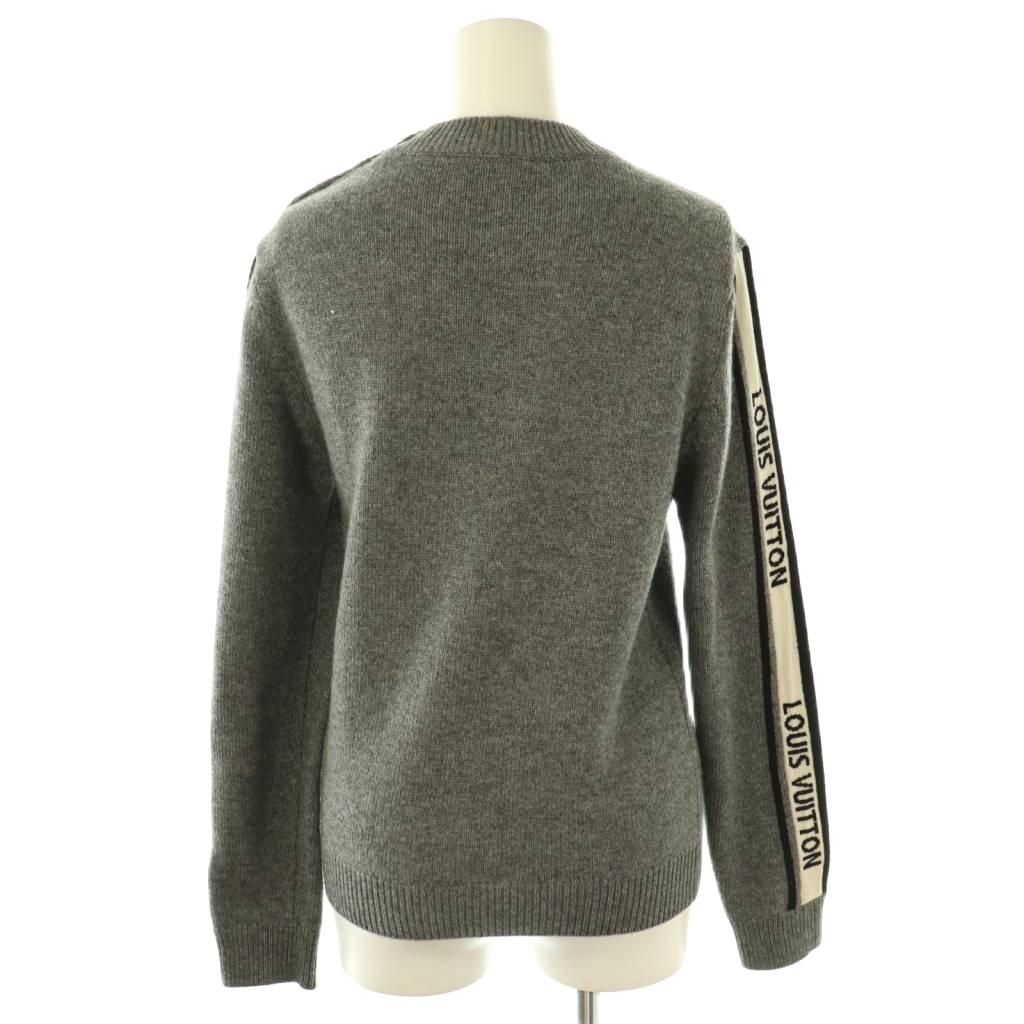 ルイヴィトン LOUIS VUITTON LVインタルシアシグネチャーニット セーター プルオーバー カシミヤ ロゴ XS グレー 白 黒 RW 191 W LPX FGKL 21 CX