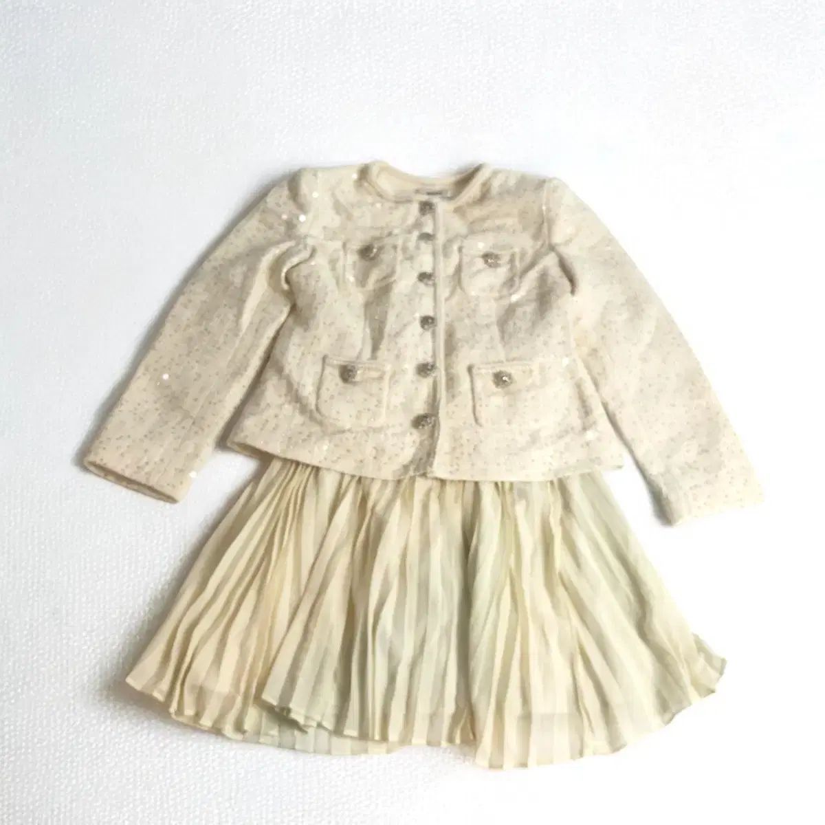 JILLY LEE ツイード ジャケット プリーツ スカート セット SET UP L