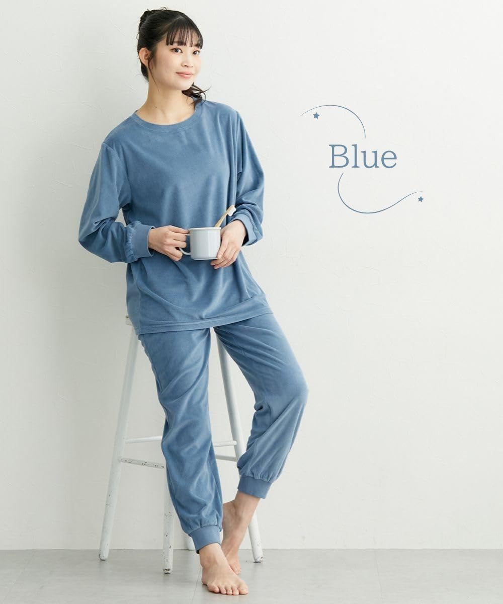 ベロアニット腹巻付きルームウェア上下セット