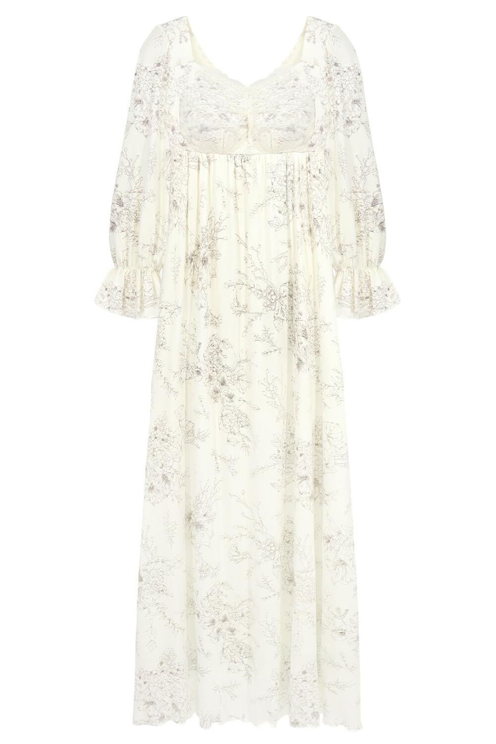 ツーハッチ ナイトブラ一体型ワンピース 長袖 マキシ丈 ノンワイヤー カップ付き 授乳 マタニティ 花柄 8816p