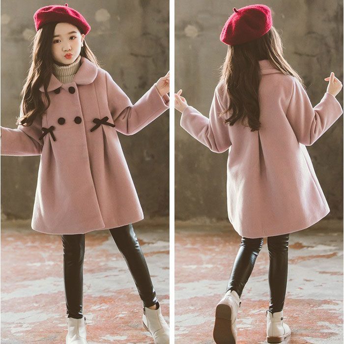 ピンク 130cm コート アウター オーバーコート 女の子 リボン コート