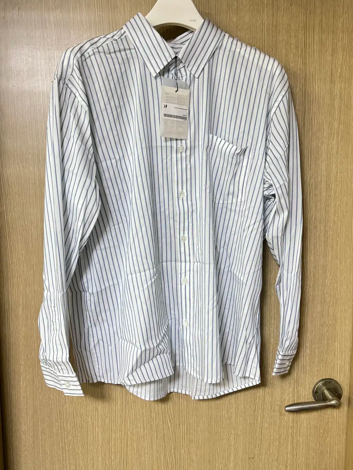 3 Hatchingroom ボタン ダウン シャツ ブルー ストライプ