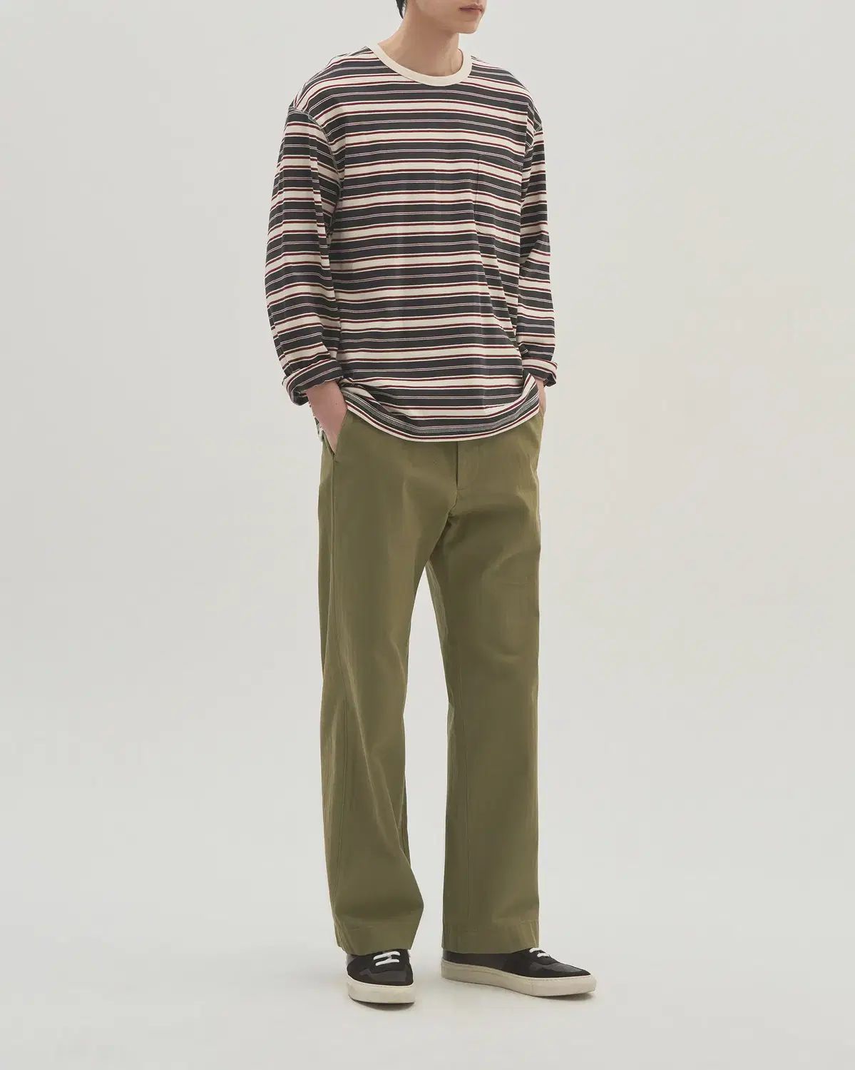 定価16万 INTHERAW HBT ワイドオフィサーパンツ ライブオリーブ