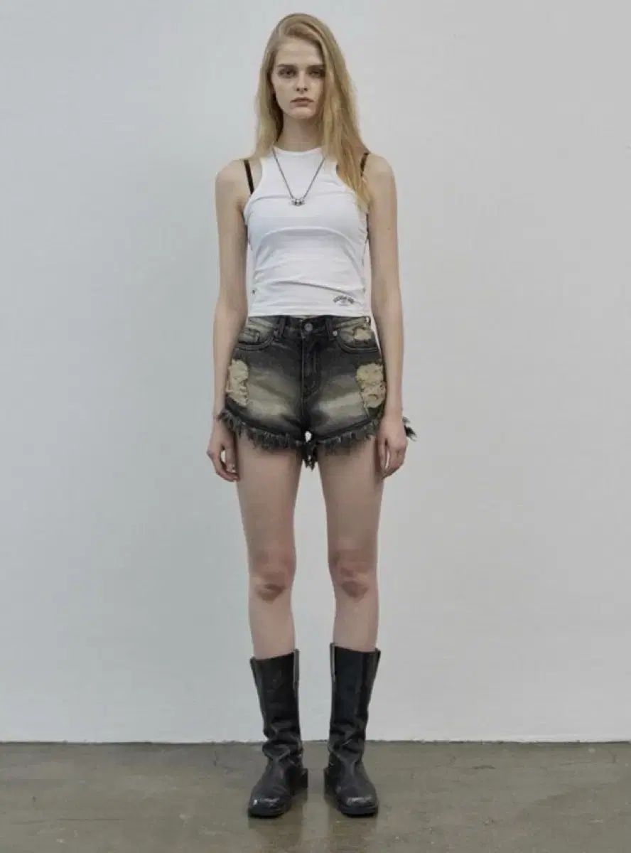 BOHEMSEO ボヘミアンソウル ダメージ ショートパンツ ハーフパンツ HOT Face the Sun グレー L