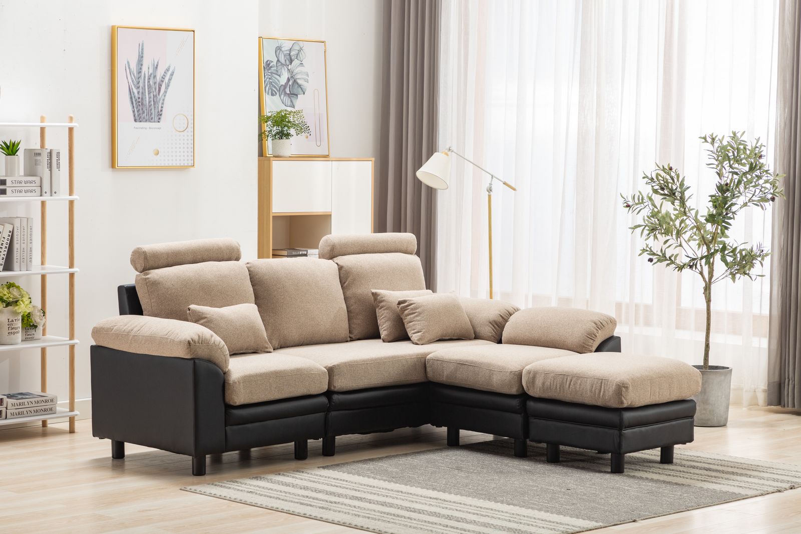 ソファー ソファ 3人掛け ハイバック ファブリック 弾力 自由レイアウト L字ソファー ローソファ 肘付きソファー カウチソファー コーナーソファー ヘッドソファー 三人掛けソファー sofa ベージュ GC