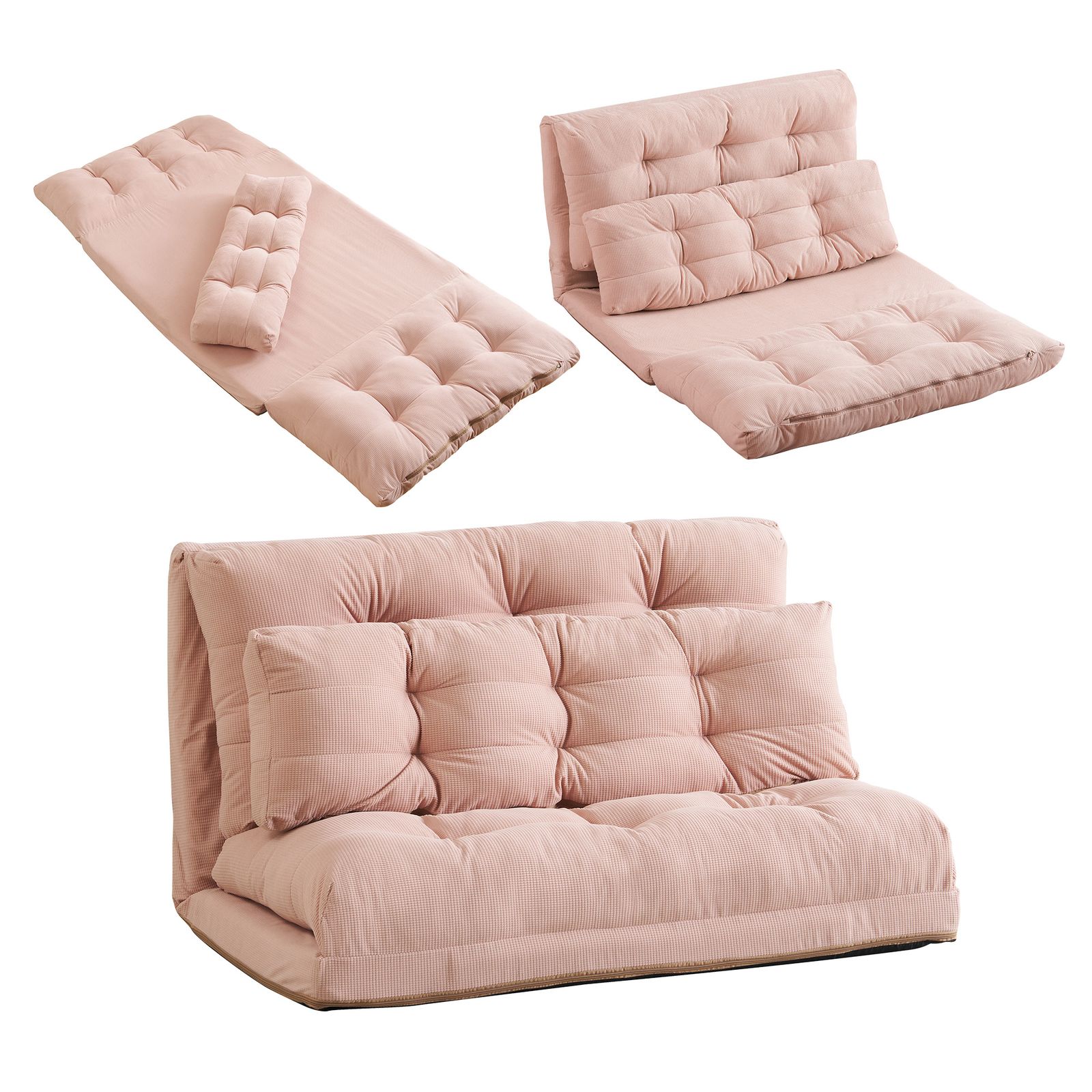 ソファーベッド ソファベッド ローソファー 2人掛け マルチに使える3WAY 幅108cm 6段階リクライニング クッション付き 座椅子 1人掛け ソファ 折りたたみ 折り畳み コンパクト 折りたたみベッド おしゃれ 完成品 組立て不要 枕付き GC