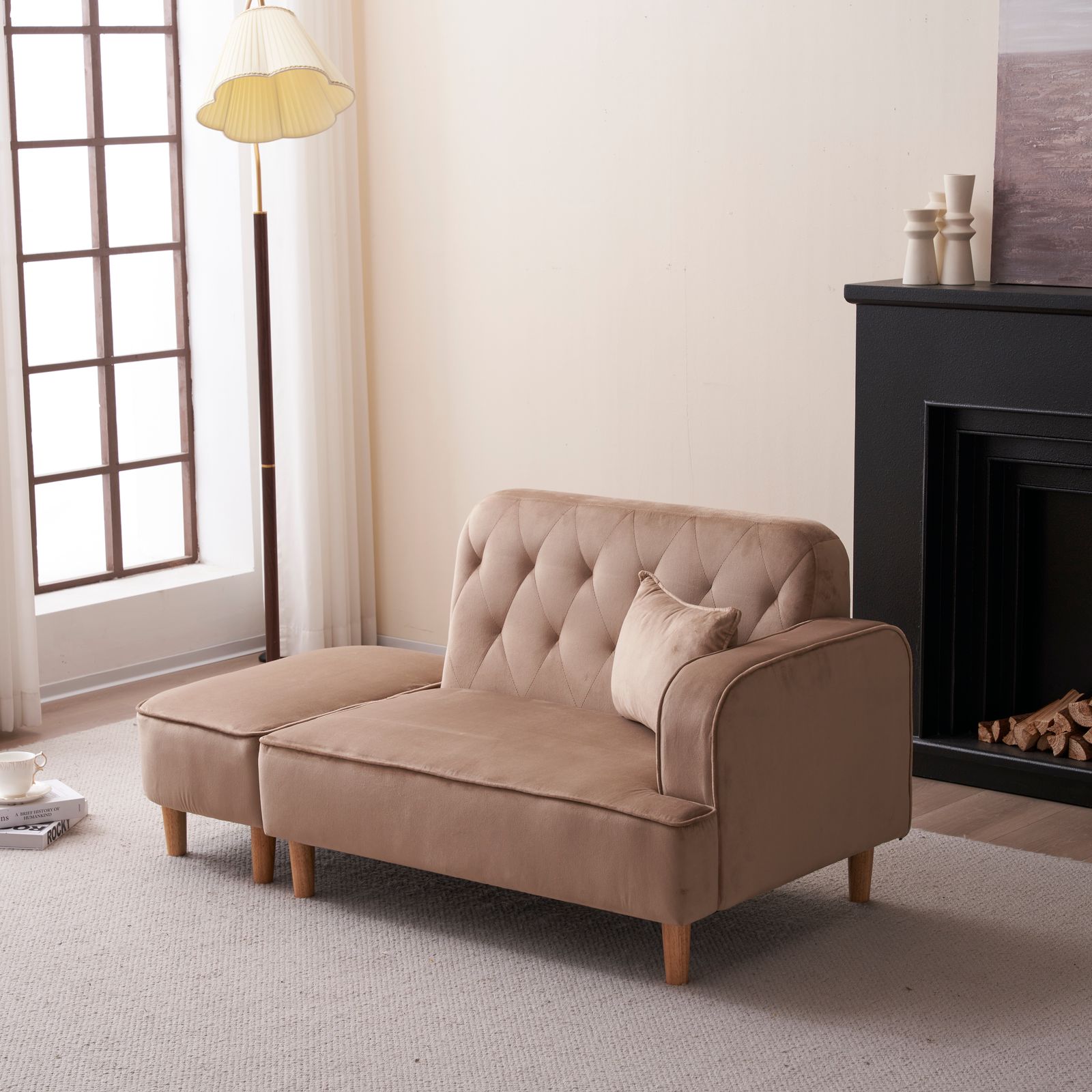 ソファー 2～3人掛け カウチソファ リビングソファ 肘付き オットマン l字 おしゃれ かわいい ベルベット調 東京倉庫から発送 GC