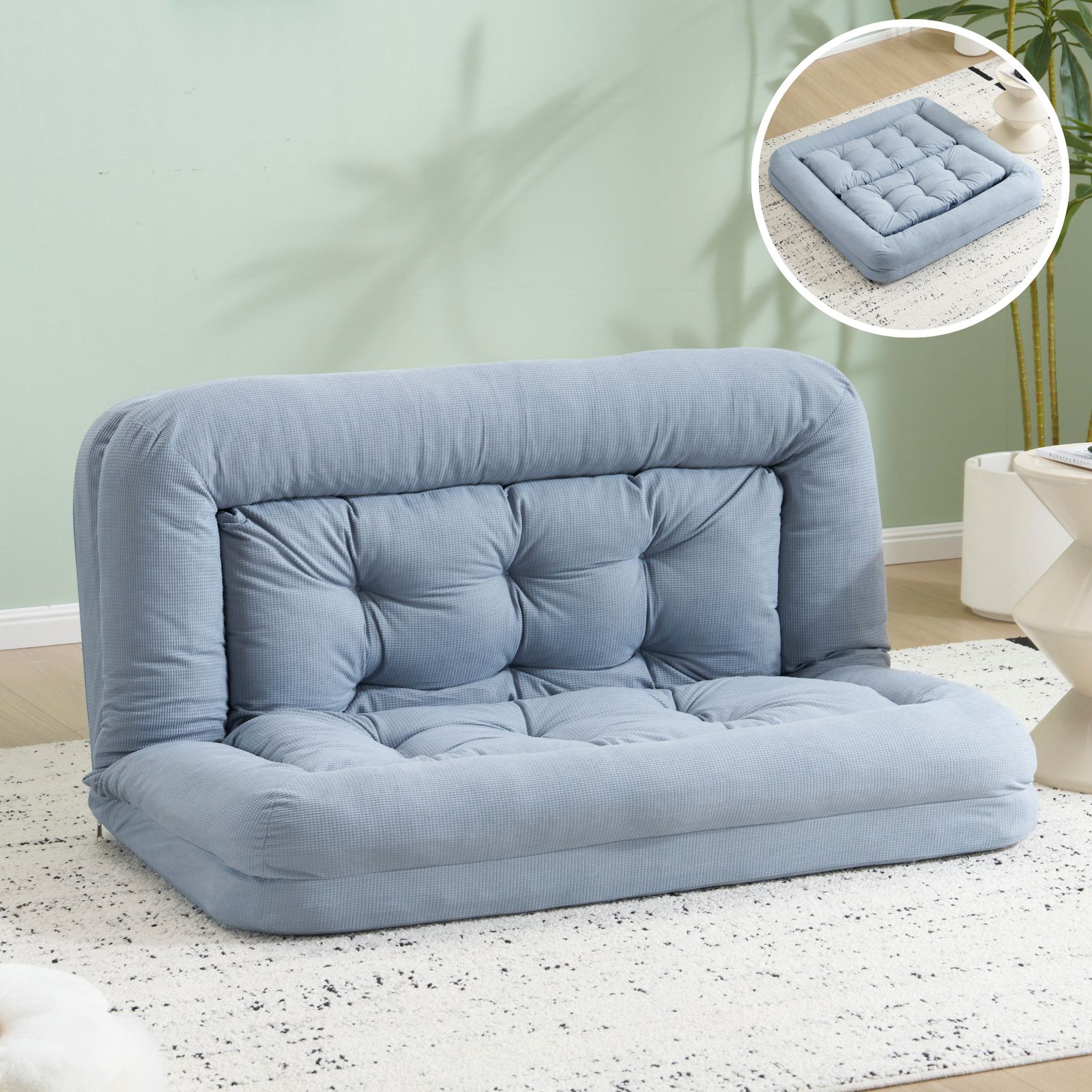 ソファーベッド 座椅子 ソファ 6段調整 3WAY 1人掛け 2人掛け シンプル 圧力分散 ベッド 折りたたみ フロアソファー 寝る 座る 可愛い外観 実用性 コンパクト 枕付き 包まれる感じ 耐荷重150ｋｇ GC