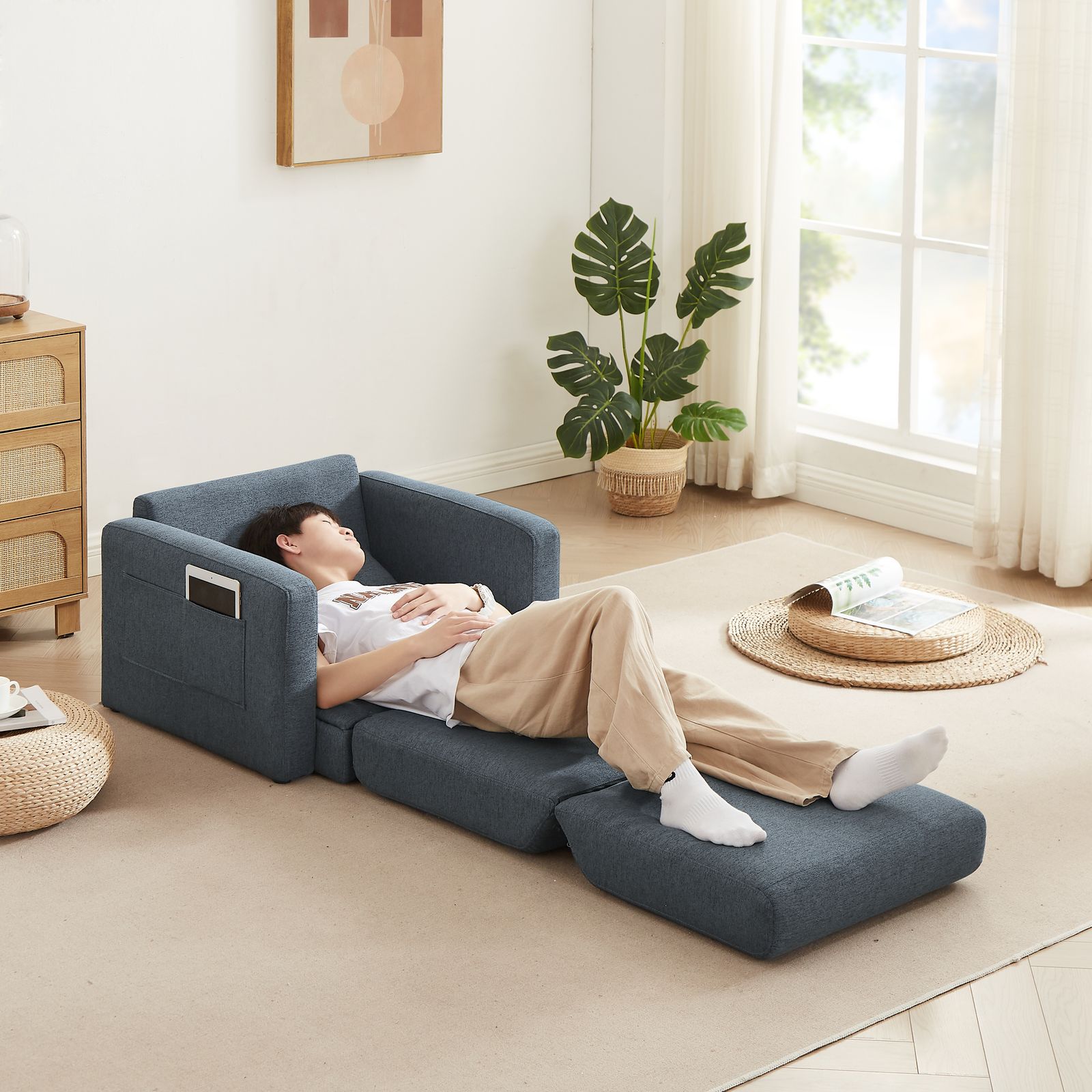 ソファーベッド 折りたたみベッド ローソファー シングルソファーベッド 座面開閉式 ソファーけ コンパクトソファーベッド フロアソファ GC