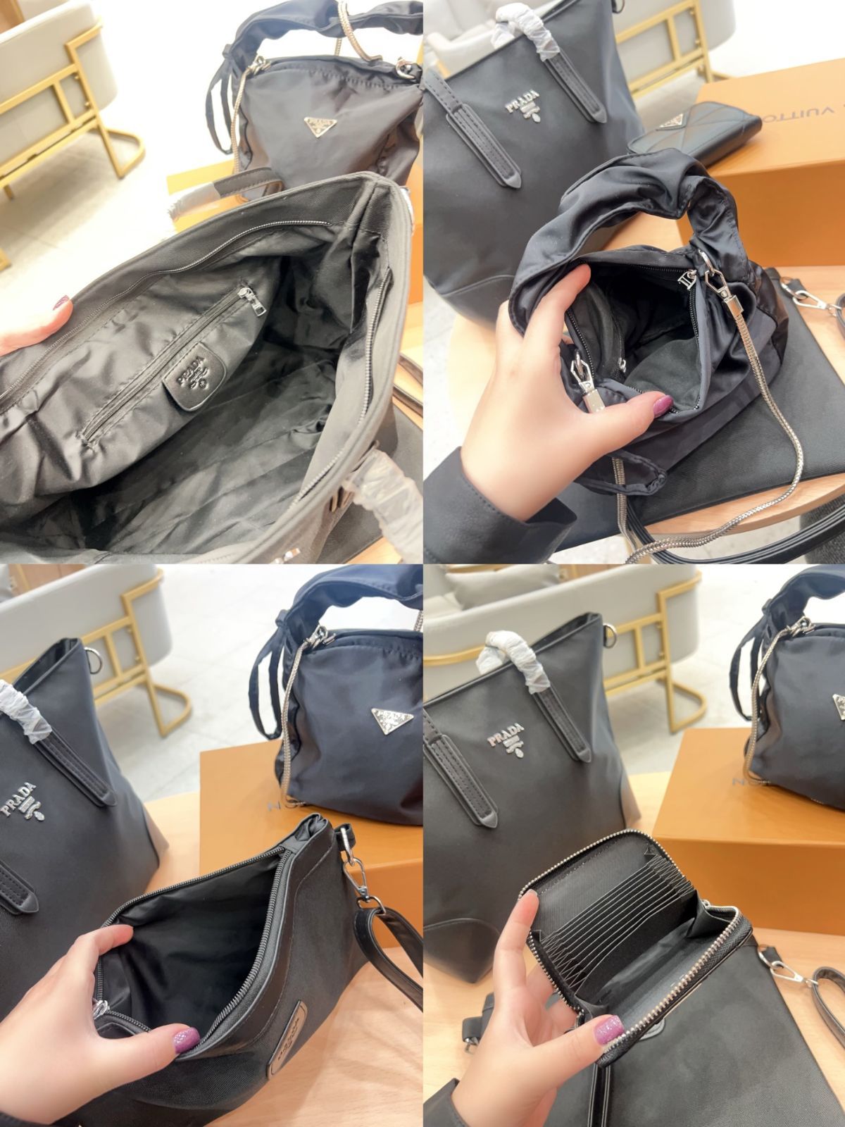 実物の画像 PRADA プラダ トートバッグショルダーバッグ 財布 3点セット DECORATOM_COM_BR