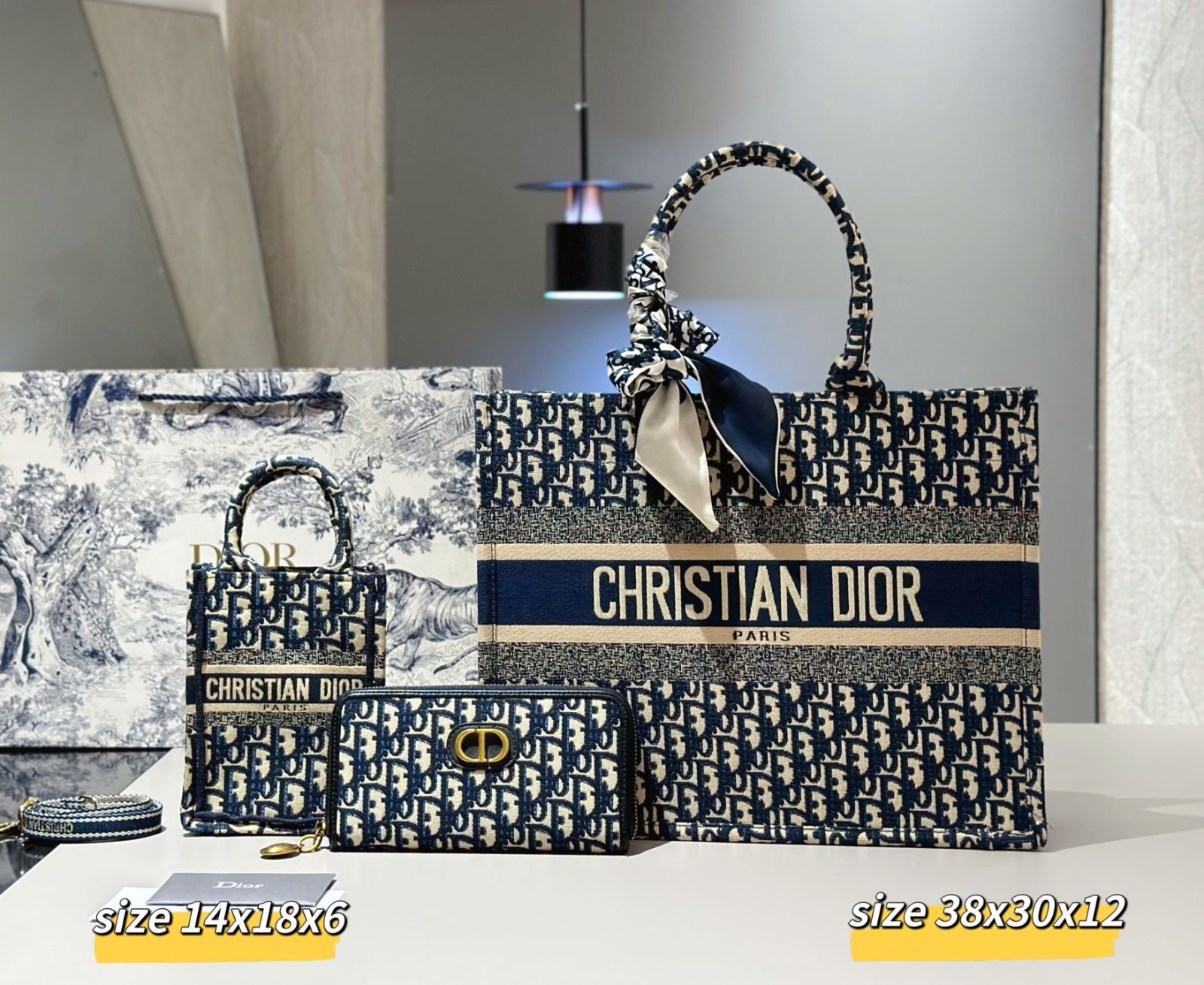 大人気 Christian Dior クリスチャンディオール トートバッグ ショルダーバッグ 財布 3点セットバッグ