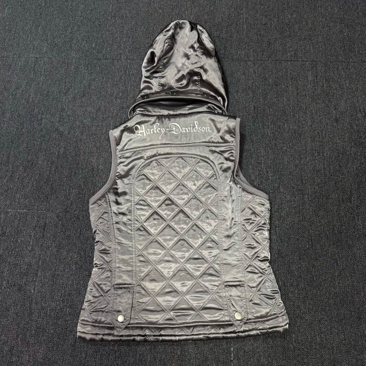  ハーレーダビッドソン クロム シルバー バイカー フード キルティングベスト ベスト ジレ ベスト ジレ ビスチェ
