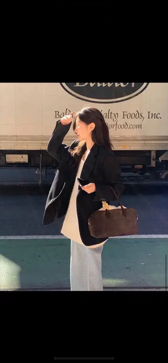 ザ ヒアー ウール ブレーザー ハーフ コート ブラック