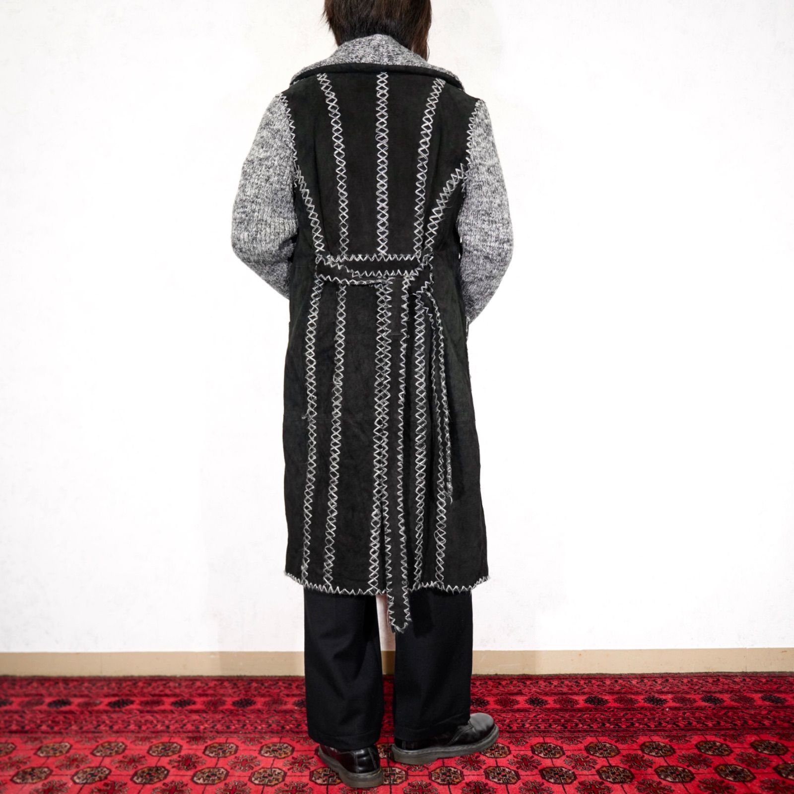 COAT アメリカ古着ニットレザーベルテッドコート