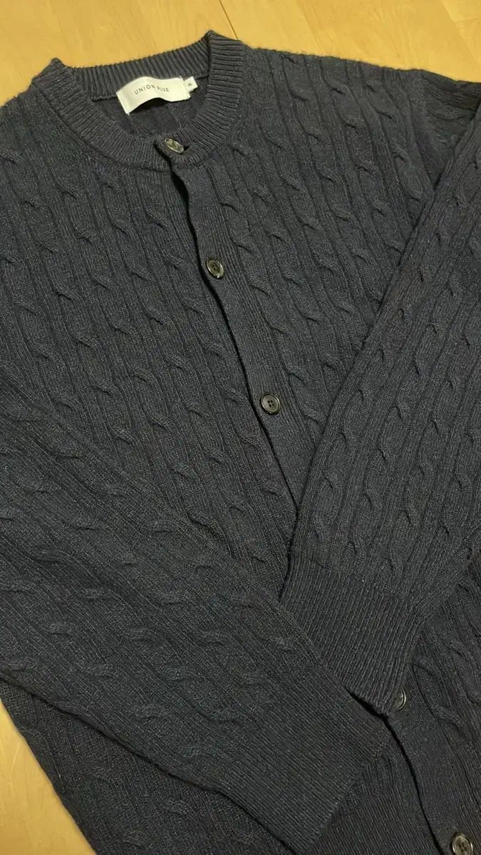 XL YUNION BLUE ユニオンブルー ケーブル ウール クロップド カーディガン
