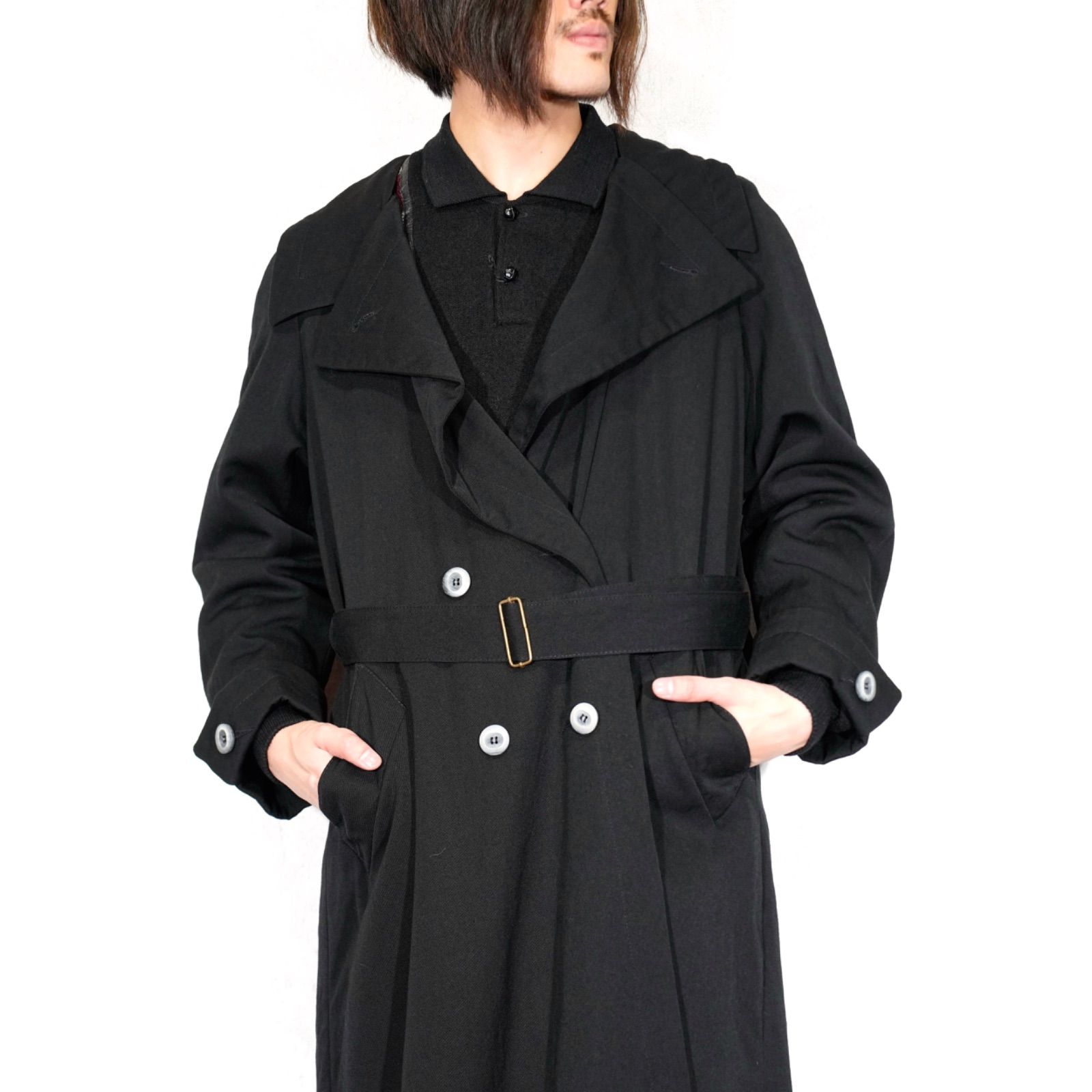 SPECIAL ITEM USA VINTAGE Kristy Allan CAPE DESIGN WOOL BELTED TRENCH COAT アメリカ古着ケープデザインウールベルテッドトレンチコート