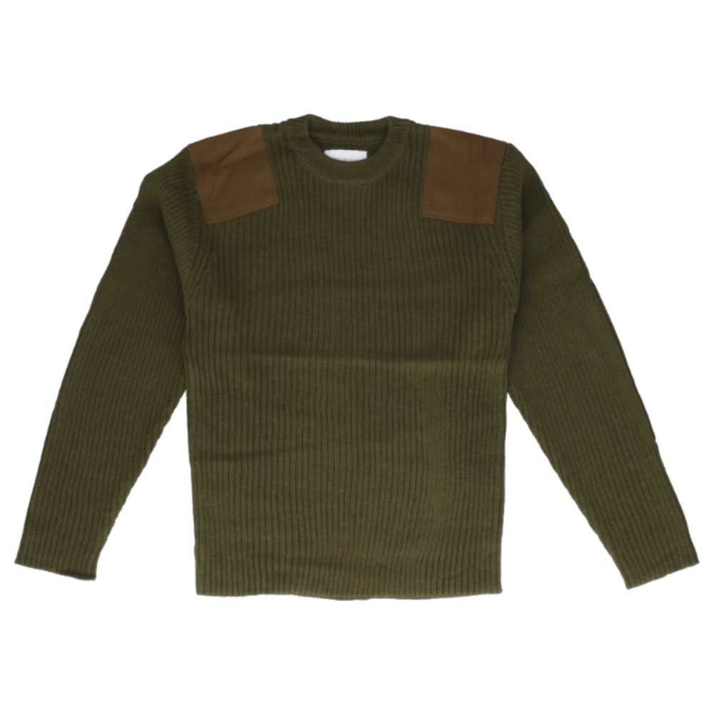 OLIVEDRAB  Mサイズ  HOUSTON 2160 COMMAND SWEATER メンズ ニット セーター ミリタリーセーター コマンドセーター HOUSTON ヒューストン クルーネック ミリタリー トップス 長袖 秋 冬 当て布