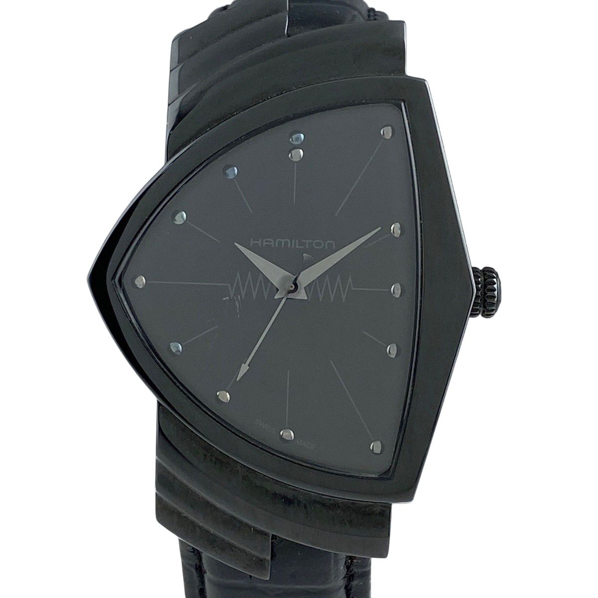 ハミルトン HAMILTON ベンチュラ H244010 腕時計 SS レザー クォーツ ブラック メンズ