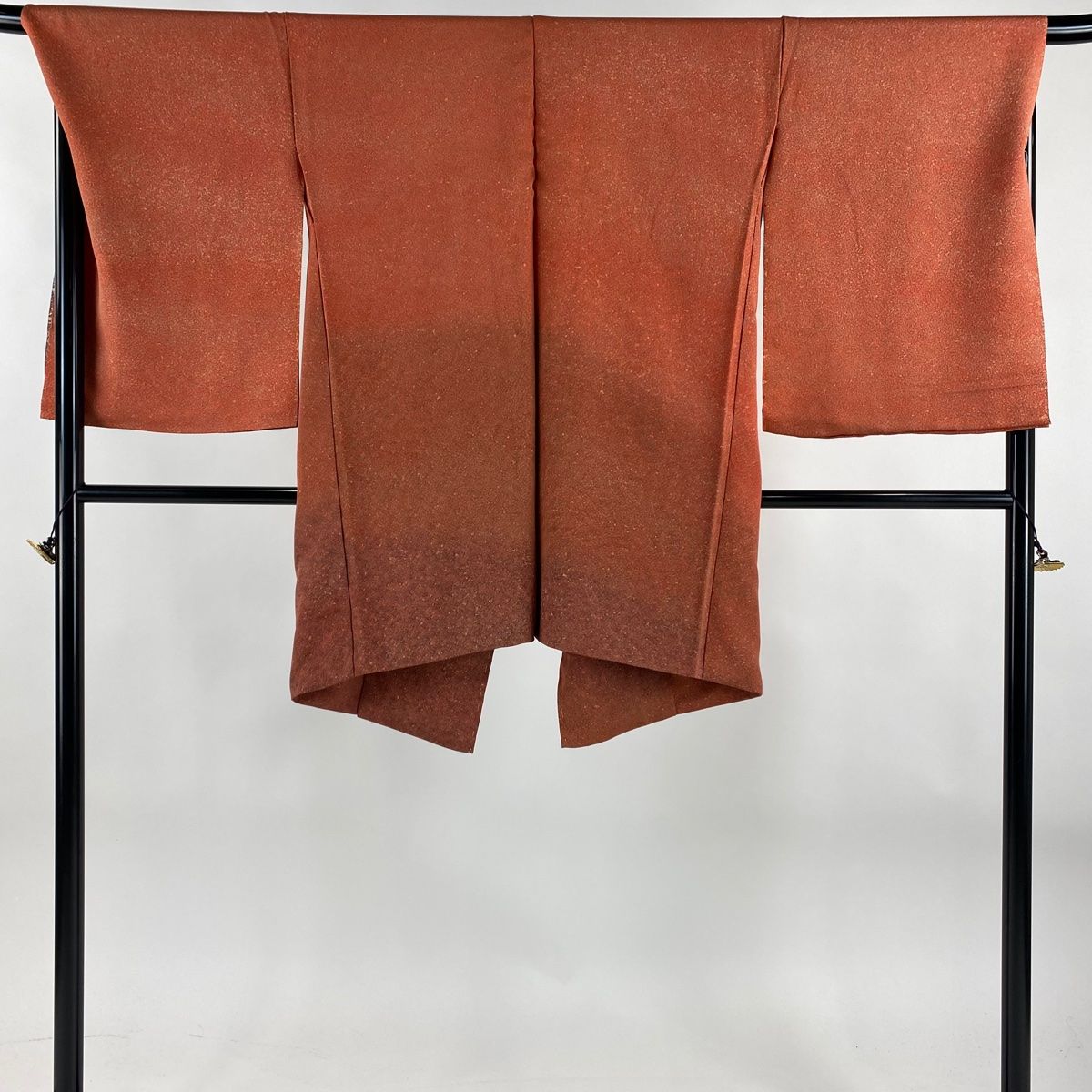 道中着 身丈93cm 裄丈69.5cm 未仕立て 仮絵羽 和装コート 幾何学模様 朱色 正絹 秀品