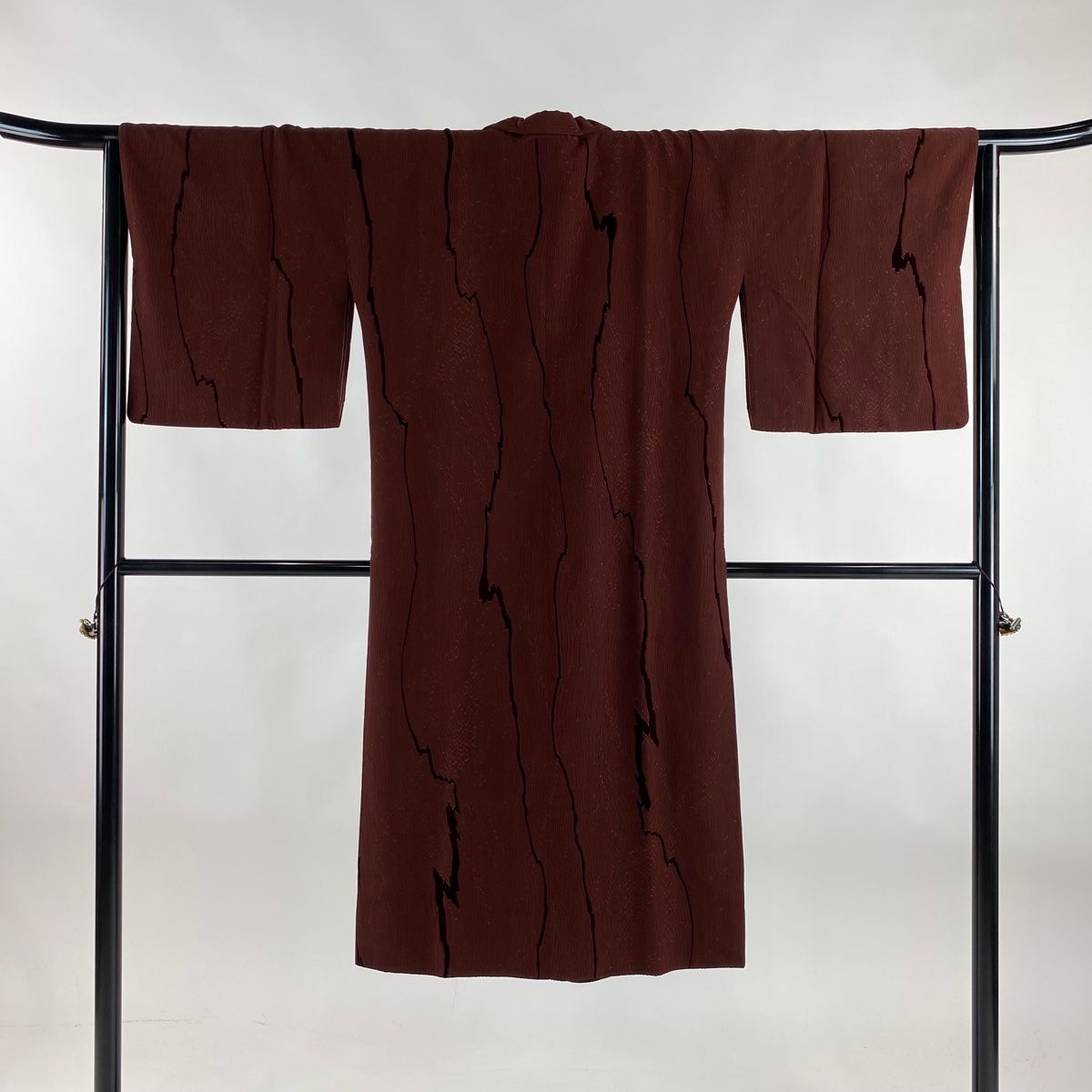 道行 身丈126cm 裄丈64.5cm M 和装コート 木目 茶色 正絹 秀品