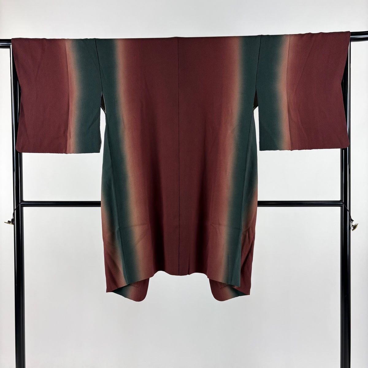 道中着 身丈98cm 裄丈67cm M 和装コート 着物衿 縦ぼかし えんじ色 正絹 名品