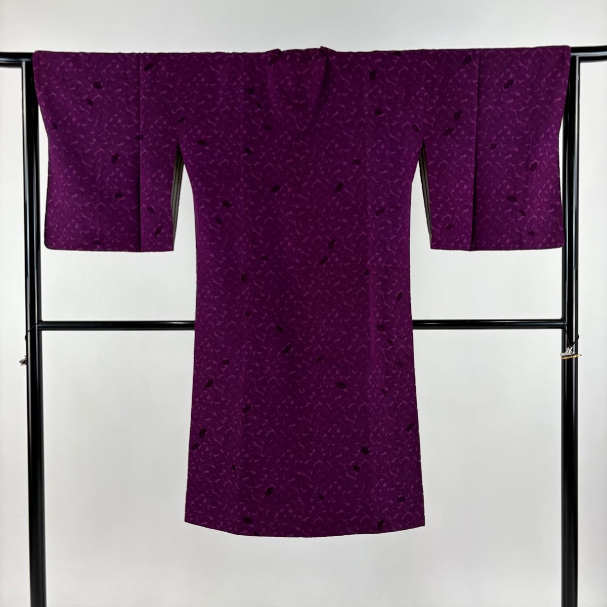 道行 身丈115cm 裄丈65cm M 和装コート 都衿 葉 紫 正絹 名品