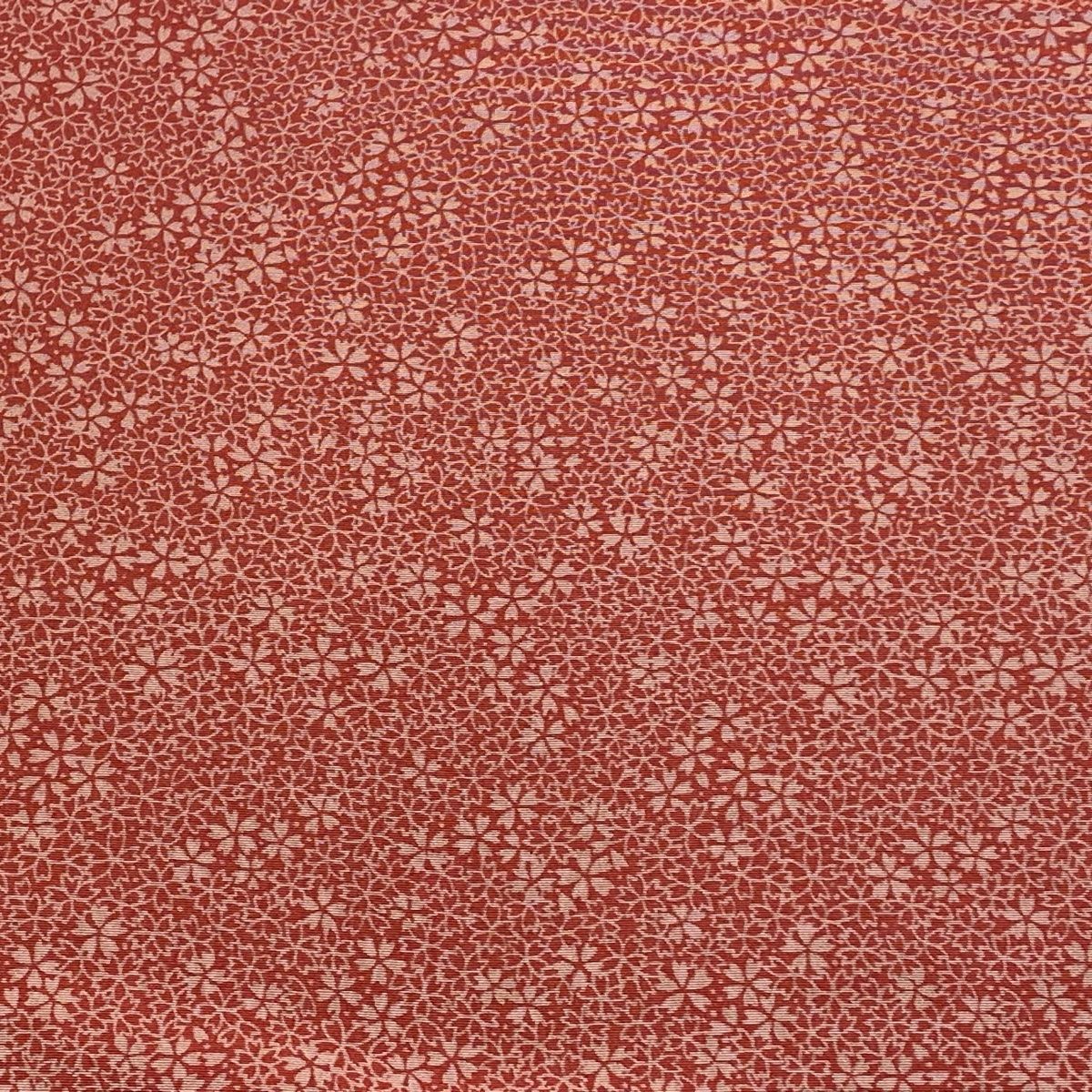 反物 秀品 小紋 落款 草木染 桜 サーモンピンク 正絹