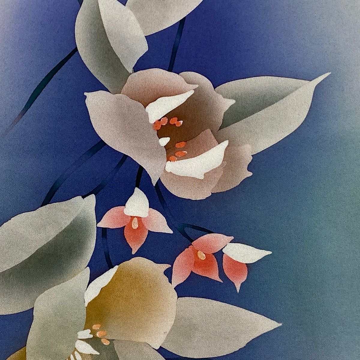 全国一律送料無料でお届け. 反物 秀品 小紋 枝花 ぼかし 青灰色 正絹 ご注文期待致します!