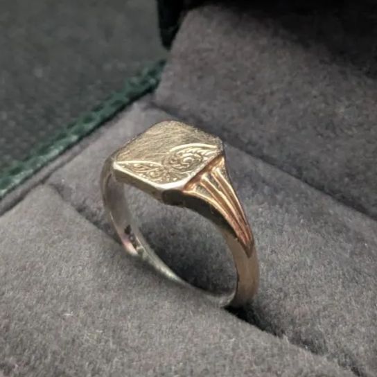 英国イギリス 9CT スターリングシルバー925 ヴィンテージ シグネットリング