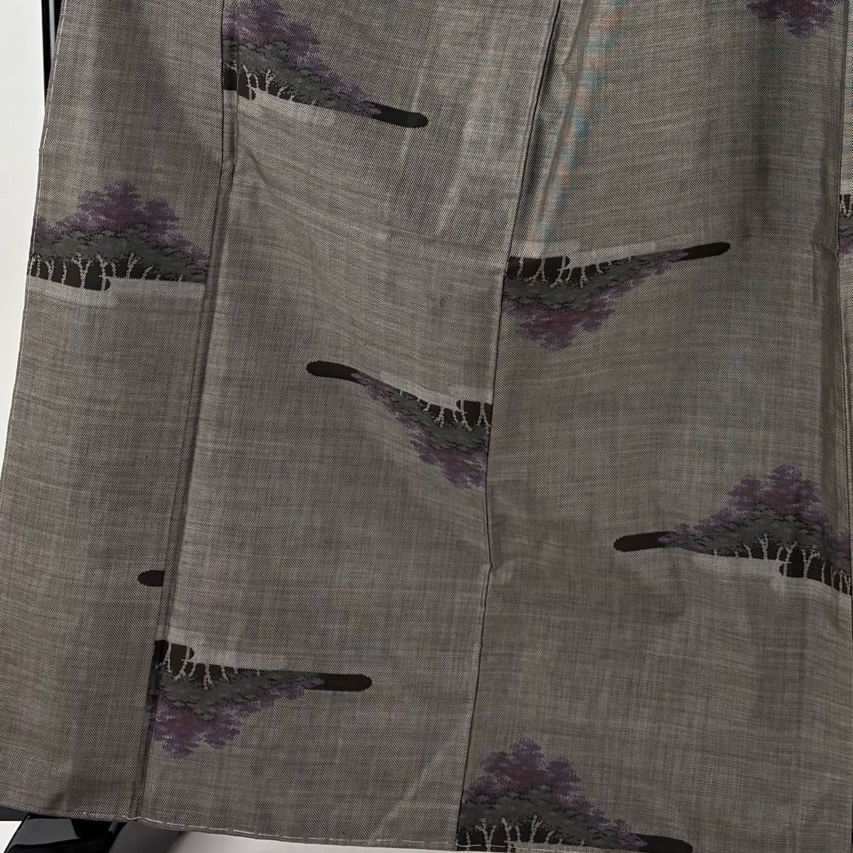 新作の新商品続々！ 紬 身丈163.5cm 裄丈64cm M 袷 樹木 霞 焦茶色 正絹 秀品