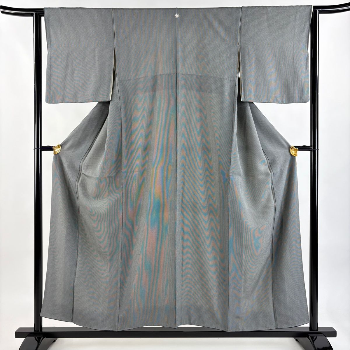 江戸小紋 身丈153cm 裄丈63cm S 袷 万筋 黒灰 正絹 名品 一つ紋