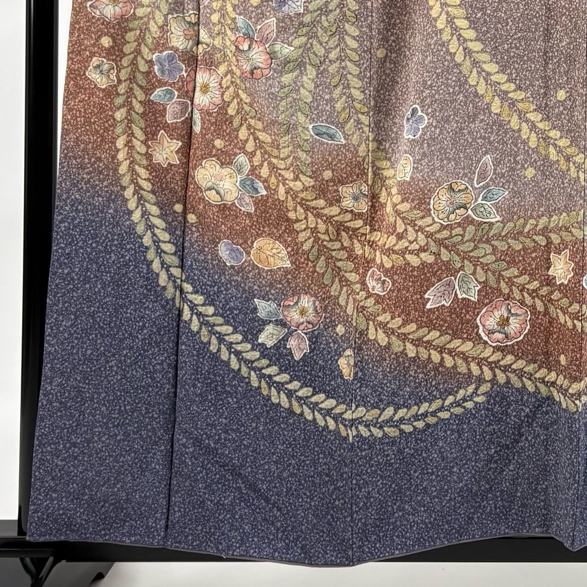 訪問着 身丈165cm 裄丈66cm M 袷 草花 絞り 小豆色 正絹