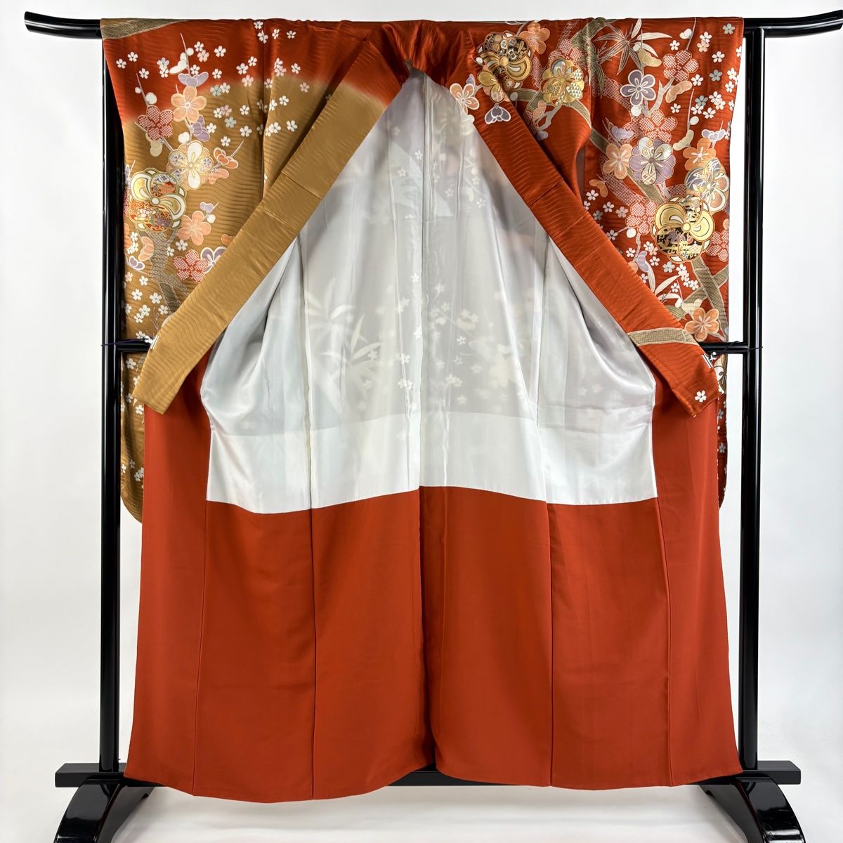 作家振袖 豪華 型友禅 ちりめん 身丈157cm 躾糸付き 振袖 豪華 刺繍 金