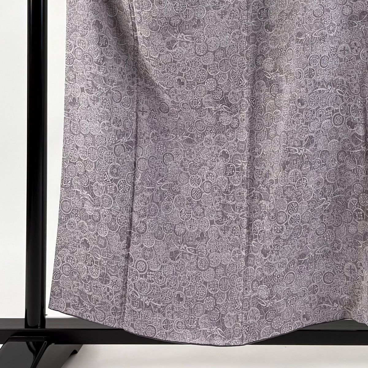 小紋 身丈157cm 裄丈66cm M 袷 紋意匠 落款 丸文 草花 紫 正絹 名品 WWW_OLIVIERBERNSTEIN_COM