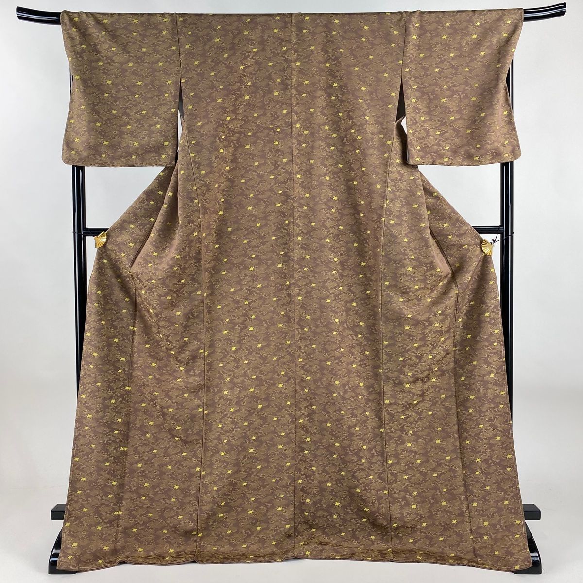 お召 身丈175.5cm 裄丈71cm L 袷 千鳥 波 灰紫 正絹